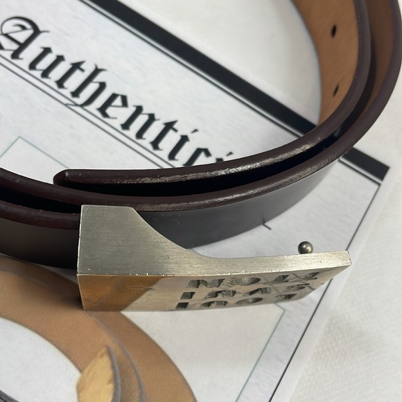 Authentic LOUIS VUITTON SAN TULLE brown leather belt size 33 with COA - Picture 3 of 10